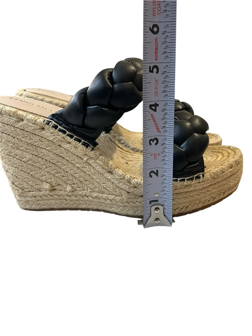 Kenneth Cole New York Olivia Braid‎ Wedge Sandal, Brown & Black, Sz 7.5